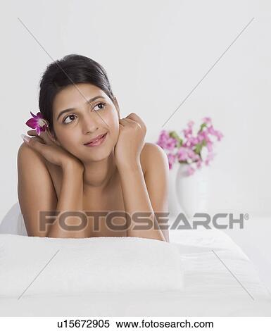 Stock Photography - Woman receiving spa treatment. Fotosearch