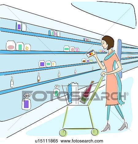 Woman shopping in a supermarket View Large Photo Image Stock Photography - Woman shopping in a supermarket. Fotosearch