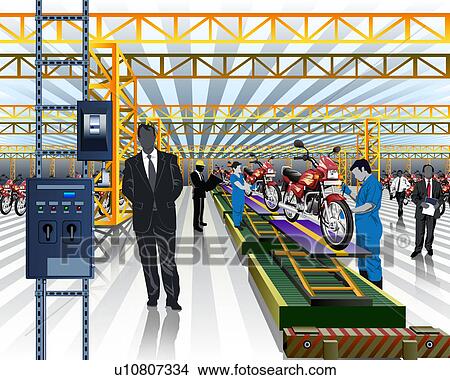 Worker testing motorcycles on production line in a factory View Large Photo Image Picture - Worker testing motorcycles on production line in a factory. Fotosearch