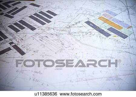 Stock Photograph - Close up of coal mine blueprints. Fotosearch