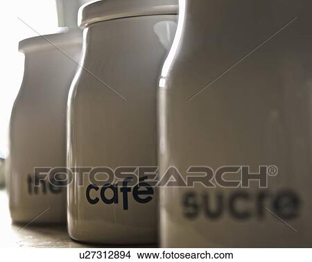 Close up of coffee, tea and sugar jars View Large Photo Image Picture - Close up of coffee, tea and sugar jars. Fotosearch