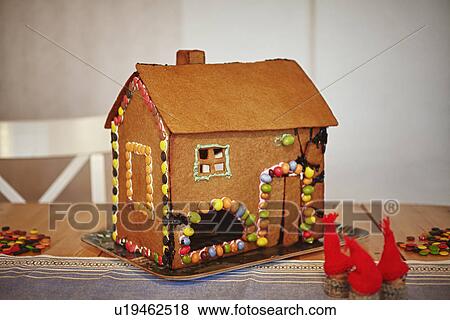 Close up of decorated gingerbread house View Large Photo Image Stock Photo - Close up of decorated gingerbread house. Fotosearch