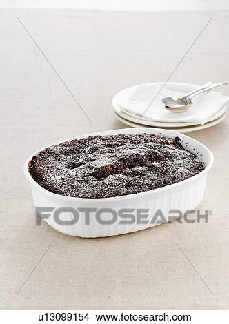 Picture - Dish of chocolate pudding. Fotosearch