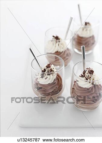 Glasses of chocolate mousse View Large Photo Image Stock Photo - Glasses of chocolate mousse. Fotosearch