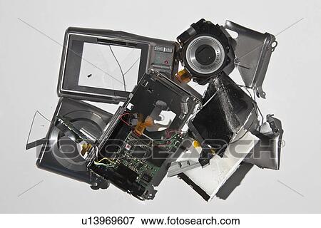 Stock Photo - Pile of smashed camera parts. Fotosearch