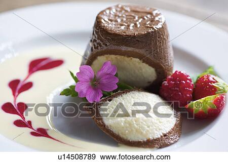 Plate of chocolate orange mousse View Large Photo Image Stock Photo - Plate of chocolate orange mousse. Fotosearch