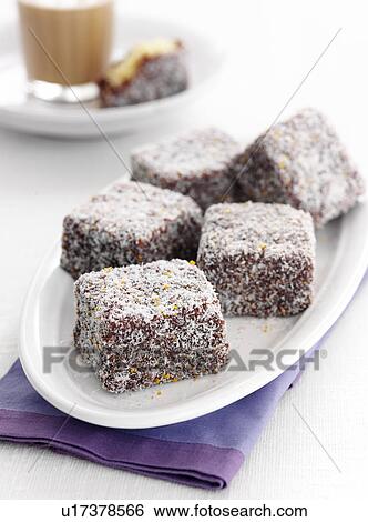 Plate of lamingtons cookies View Large Photo Image Stock Photograph - Plate of lamingtons cookies. Fotosearch
