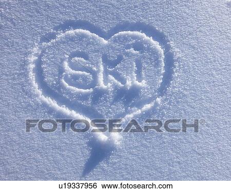 Ski inside heart written in snow View Large Photo Image Stock Photograph - Ski inside heart written in snow. Fotosearch