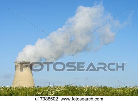 Stock Image - Smokestack of nuclear power plant. Fotosearch