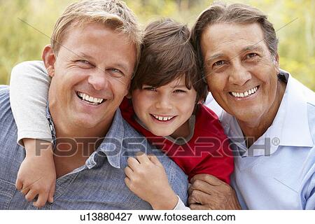 Stock Photo - 3 generations Hispanic men. Fotosearch
