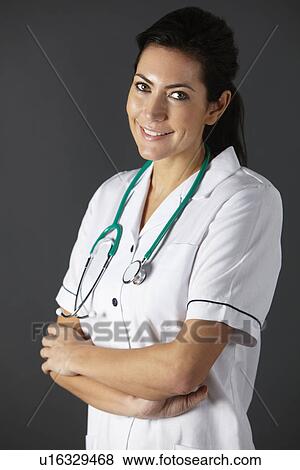 American nurse studio portrait View Large Photo Image Stock Photo - American nurse studio portrait. Fotosearch