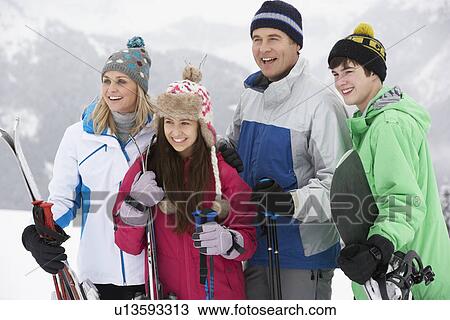 Family On Ski Holiday In Mountains View Large Photo Image Stock Image - Family On Ski Holiday In Mountains. Fotosearch