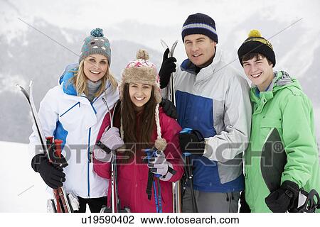 Family On Ski Holiday In Mountains View Large Photo Image Stock Image - Family On Ski Holiday In Mountains. Fotosearch