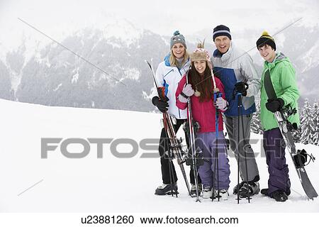 Family On Ski Holiday In Mountains View Large Photo Image Stock Image - Family On Ski Holiday In Mountains. Fotosearch