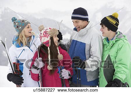 Family On Ski Holiday In Mountains View Large Photo Image Stock Photo - Family On Ski Holiday In Mountains. Fotosearch