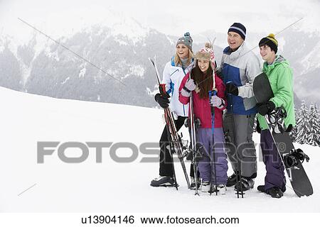 Family On Ski Holiday In Mountains View Large Photo Image Stock Photograph - Family On Ski Holiday In Mountains. Fotosearch
