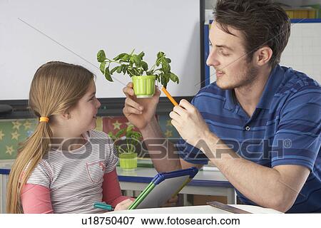 Girl learning about plants with teacher View Large Photo Image Stock Photo - Girl learning about plants with teacher. Fotosearch