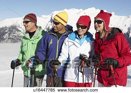 Group Of Middle Aged Couples On Ski Holiday In Mountains View Large Photo Image Stock Photography - Group Of Middle Aged Couples On Ski Holiday In Mountains. Fotosearch
