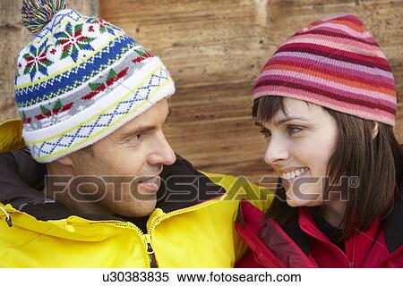 Stock Photography - Middle Aged Couple Dressed For Cold Weather. Fotosearch