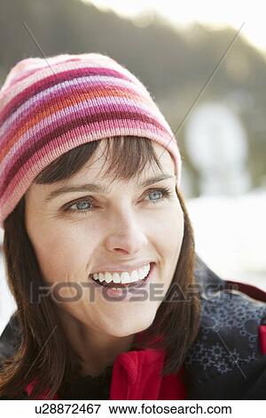 Stock Photo - Middle Aged Woman Dressed For Cold Weather. Fotosearch