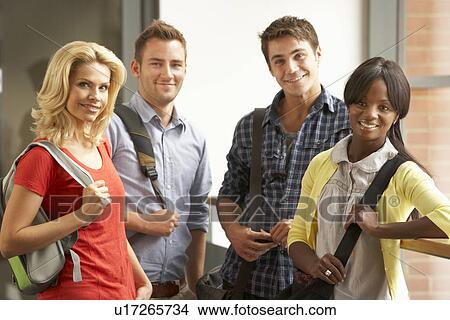 Picture - Mixed group of students in college. Fotosearch