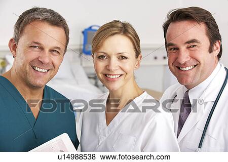 Stock Photo - Portrait medical team on hospital ward. Fotosearch