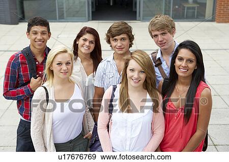 Stock Photo - Students outside college. Fotosearch