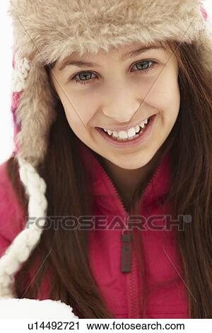 Teenage Girl Holding Snowball Wearing Fur Hat View Large Photo Image Stock Image - Teenage Girl Holding Snowball Wearing Fur Hat. Fotosearch