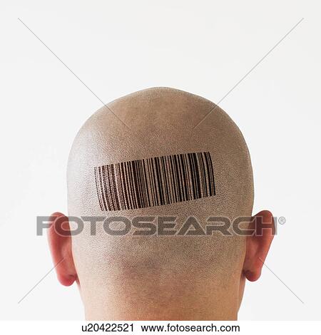 Back view of man with bar code on head View Large Photo Image Stock Image - Back view of man with bar code on head. Fotosearch