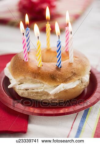 Bagel with candles View Large Photo Image Stock Image - Bagel with candles. Fotosearch