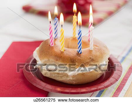 Bagel with candles View Large Photo Image Stock Photography - Bagel with candles. Fotosearch