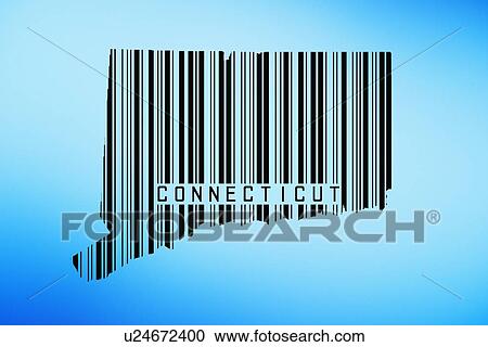 Stock Image - Bar code with 'Connecticut' spelled underneath. Fotosearch