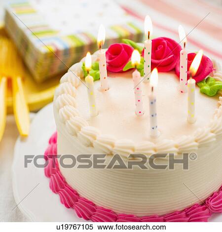 Stock Photography - Cake with candles. Fotosearch