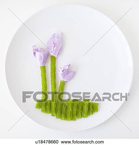 Flower on plate made out of jelly beans View Large Photo Image Stock Image - Flower on plate made out of jelly beans. Fotosearch