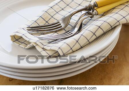 Forks, napkin and plates View Large Photo Image Stock Photograph - Forks, napkin and plates. Fotosearch