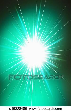 Stock Photograph - Glowing star on turquoise. Fotosearch