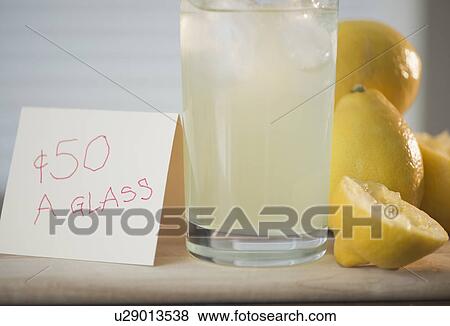 Stock Photo - Homemade lemonade and price tag. Fotosearch