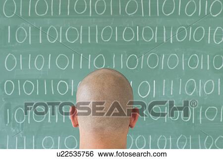 Man in front of blackboard with binary code View Large Photo Image Stock Photograph - Man in front of blackboard with binary code. Fotosearch