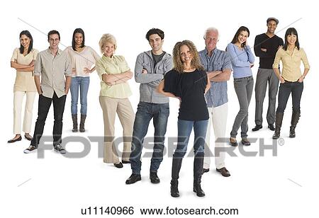 Stock Photograph - Multi-racial mixed race group of people posing together . Fotosearch