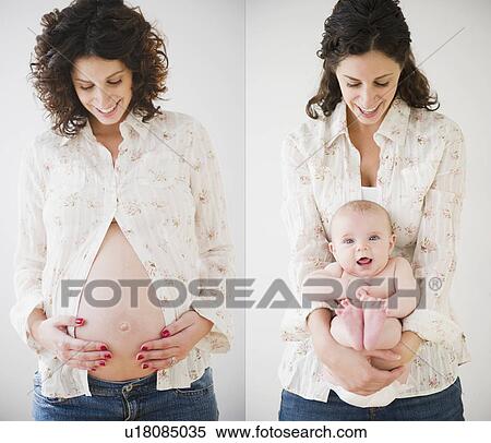 Multiple image of pregnant woman next to mother with baby boy (2-5 months) View Large Photo Image Stock Photography - Multiple image of pregnant woman next to mother with baby boy (2-5 months). Fotosearch