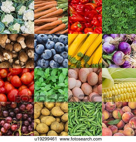 Stock Image - Multiple image showing variety of edible goods. Fotosearch