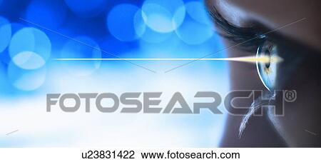 Studio shot of light beam coming from eye View Large Photo Image Stock Image - Studio shot of light beam coming from eye. Fotosearch