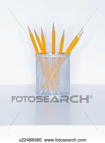 Stock Image - Studio shot of pencils in box. Fotosearch
