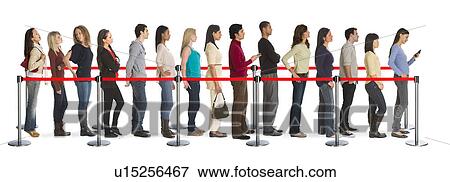 Studio shot of people waiting in line View Large Photo Image Stock Photo - Studio shot of people waiting in line. Fotosearch