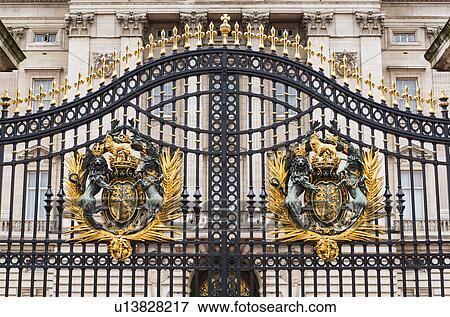 UK, London, Gate at Buckingham Palace View Large Photo Image Stock Photo - UK, London, Gate at Buckingham Palace. Fotosearch