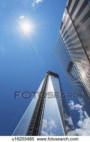 Stock Photography - USA, New York City, Low angle view of World Trade Tower. Fotosearch