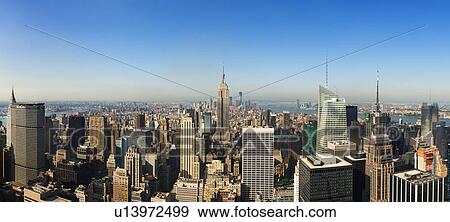 USA, New York City, Manhattan skyline with Empire State Building in Centre View Large Photo Image Stock Photo - USA, New York City, Manhattan skyline with Empire State Building in Centre. Fotosearch