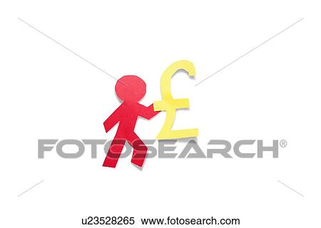 Stock Photography - A red stick figure holding pound sign over white background. Fotosearch