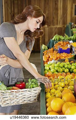 Beautiful young woman selecting fruit in market View Large Photo Image Stock Image - Beautiful young woman selecting fruit in market. Fotosearch