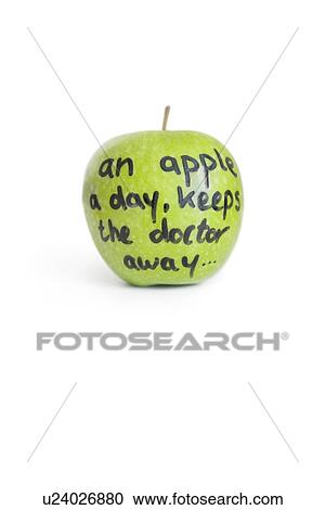 Close-up of sayings text on a juicy granny smith apple over white background View Large Photo Image Stock Image - Close-up of sayings text on a juicy granny smith apple over white background. Fotosearch